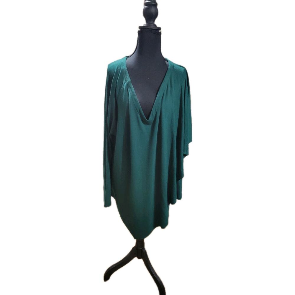Soft Surroundings Womens 1X The Madeline Tunic Lagenlook Green Long Sleeve Top